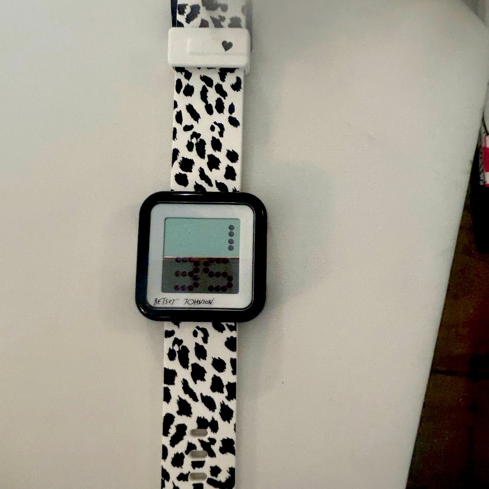 Betsy Johnson black and white Cheetah Watch